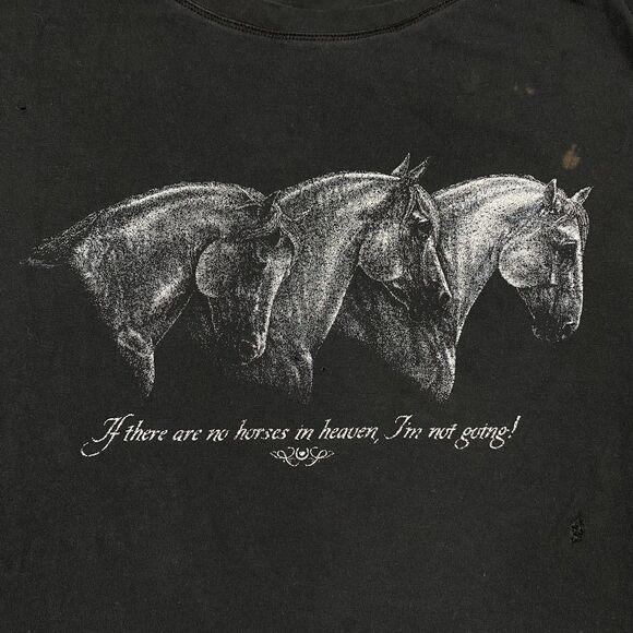 If There Are No Horse In Heaven I’m Not Going T- Shirt Flaws Men’s Size Large - Picture 3 of 6